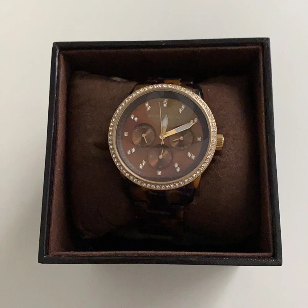 MICHAEL Michael Kors Ritz Crystal Index Multi-Function Water Resistant SS Watch